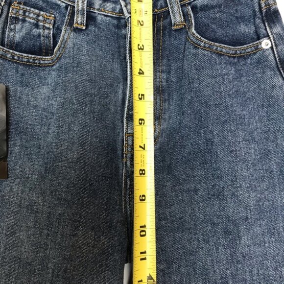 Pretty Little Things NEW Tag Mid Blue Ripped Raw Waist Band Split Hem Jeans 00P - Picture 15 of 16